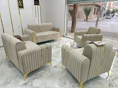 Luxury Gold-Trimmed Sofa Set