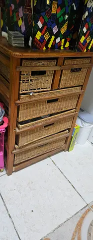 Woven Storage Cabinet with Drawers.needs little fixing