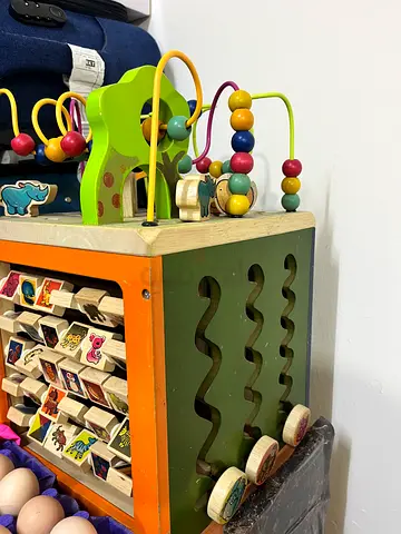 Wooden Educational Toy with Beads and Shapes