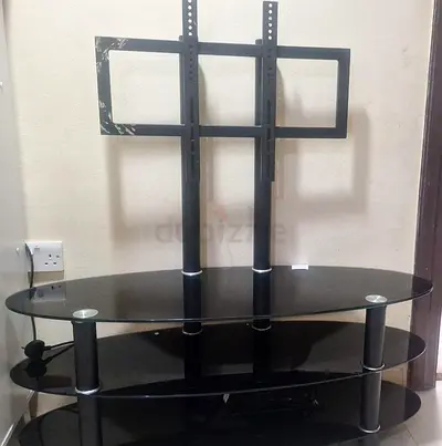 Stylish Black Glass TV Stand with Mount
