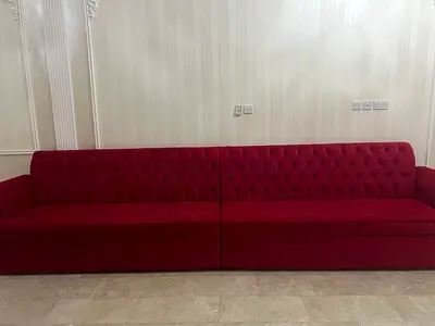 Elegant Red Velvet Sofa