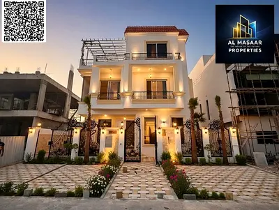 Own the most luxurious villas in Ajman, two floors and a roof with a swimming pool, at a price that includes electricity, water and air conditioning.