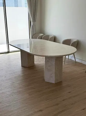 Elegant Oval Dining Table Natural Omani beige