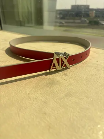 Armani exchange brand new red and white Womens Belt with logo Buckle
