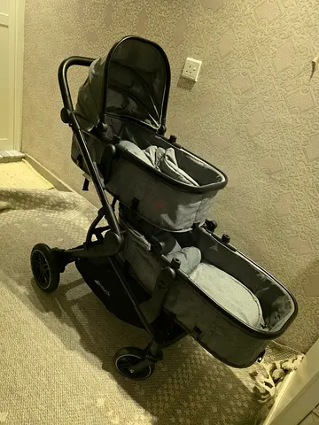 Hauck - Atlantic Twin Double Stroller with Reversible Seats, Full Recline - Grey