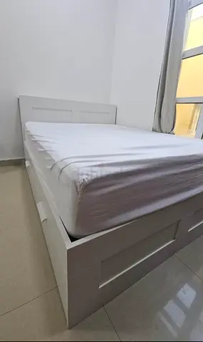 IKEA brimnes double bed 140 x 200 frame with mattress and 4 underneath storage drawers.