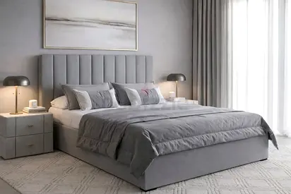 Brend New fabric wooden Queen size 150x190 bed with Madical Matress Available