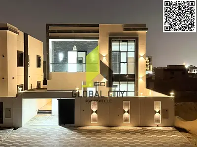 فيلا عصرية للبيع في منطقة الباهية، عجمان، تضم 5 غرف نوم رئيسية، بتصميم واسع، ومساحة أرض تبلغ 3014 قدم مربع، تقع في موقع متميز، مع خصم نقدي.