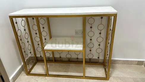 Stylish Console Table with Gold Frame