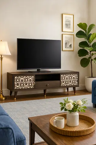 Modern Wooden TV Cabinet with Drawer  Storage – Stylish TV Unit for Living Rooms