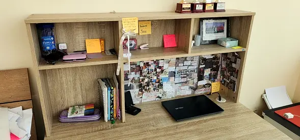 Wooden Study Table with Shelves