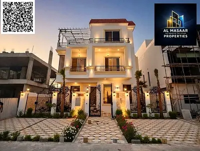 Own the most luxurious villas in Ajman, two floors and a roof with a swimming pool, at a price that