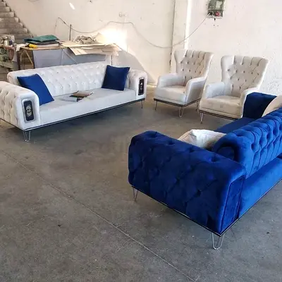 Luxury Chesterfield Velvet Sofa Set