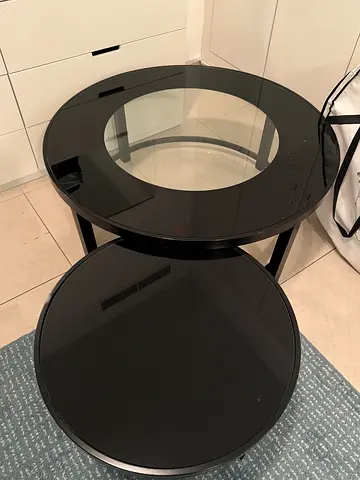 Set of 4 Black Glass Coffee Table and Side Tables