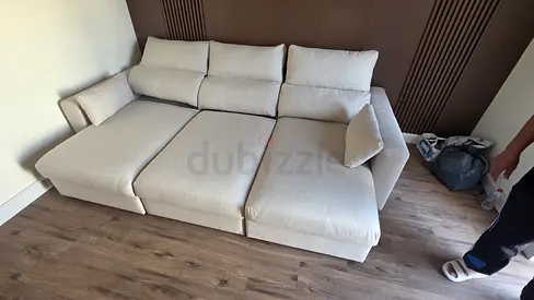 Eskilstuna beige L shape sofa