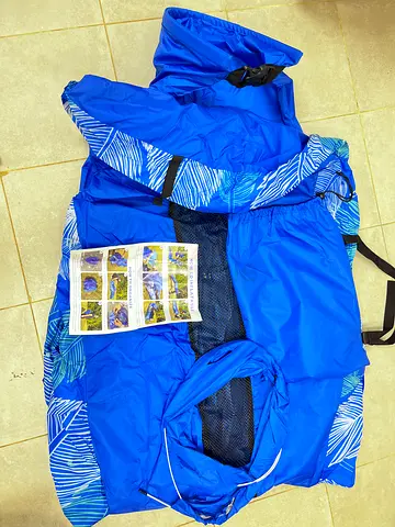 Inflatable Camping Table Blue Palm Leaf - Portable Picnic Table + Manual