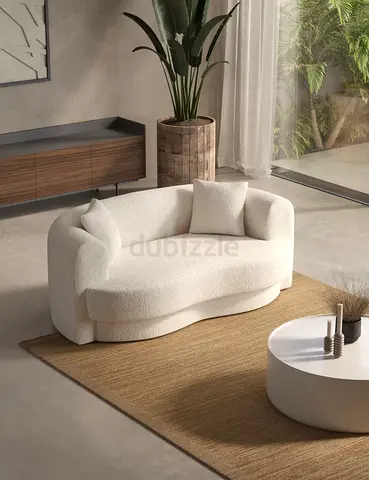 Brand new Boucle fabric Modern Curved White Sofa for Sale