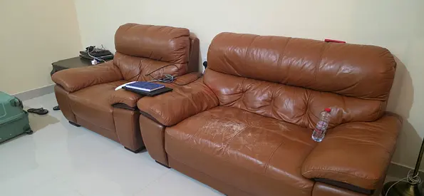 Brown Leather Reclining Sofa Set