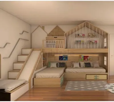 Charming Kids Loft Bed with Play Area