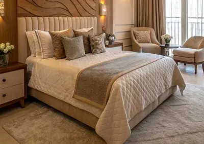 Beige colour 200*200 super king size bed