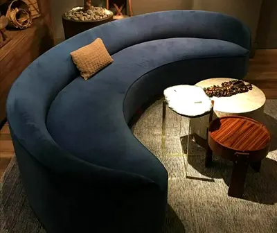 Stylish Curved Blue Sofa