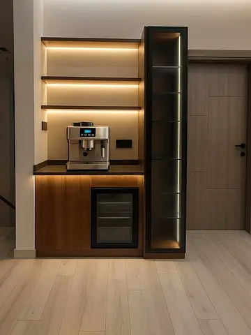 Modern Kitchen Cabinet with Built-in Refrigerator