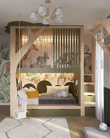 Stylish Childrens Bunk Bed with Play Area