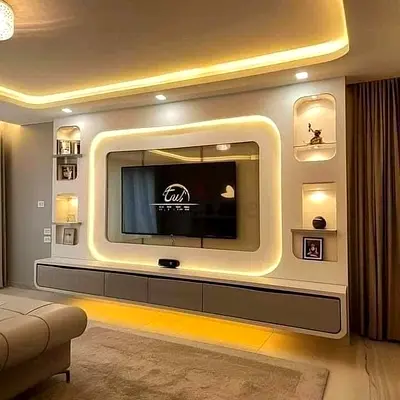 Modern Entertainment System with Ambient Lighting