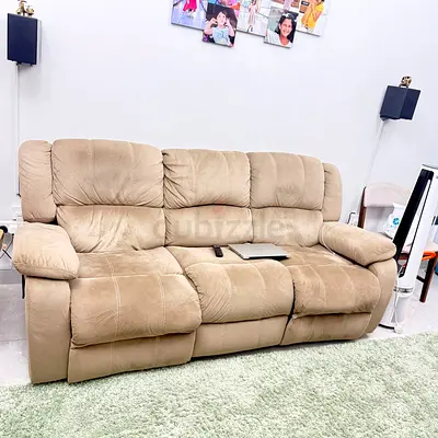 Comfortable Beige Leather Sofa