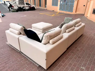 Marian Home Ferther Filled L Shape Sofa with footstool