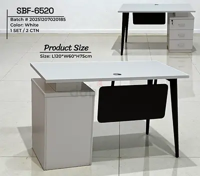 Modern White Study Table with Storage