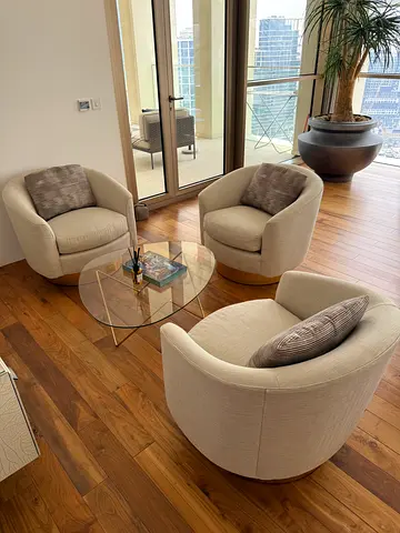 3 Modern Rotating Living Room Chairs ( not including table )