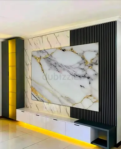 Luxury Marble  Fluted Panel TV Feature Wall