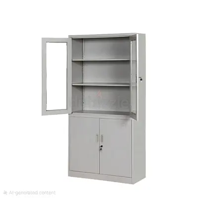 White Storage Cabinet with Glass Doors