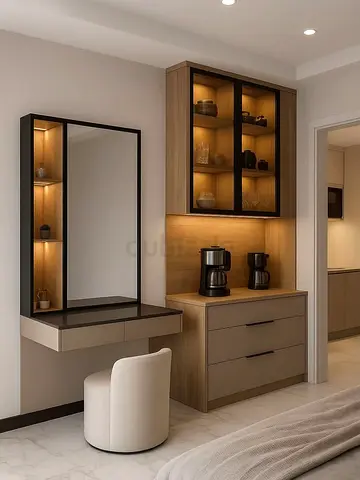 Modern Bedroom Vanity with Storage and Mirror
