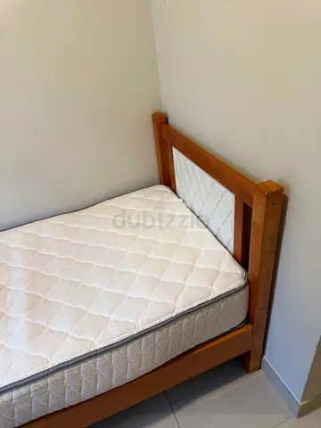 Single Wooden Bed Frame with Mattress