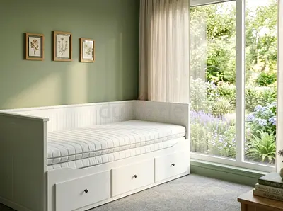 Luxury style daybed with wooden frame and storage. Strong, durable, and very practical.