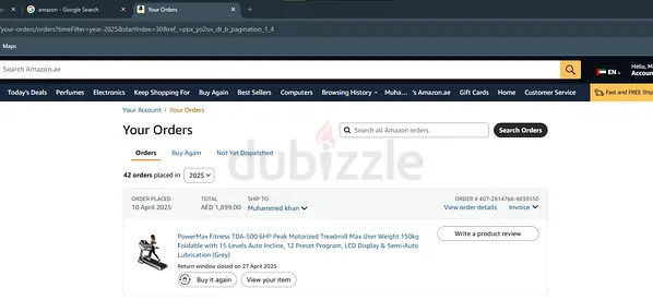 PowerMax Fitness TDA-500 GYM Pro Motorized Treadmill for Home Gym with Max User Weight of 150 kg