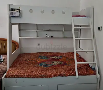IKEA Bunk Bed – Single Top / Double Bottom – With Shelves – AED 500