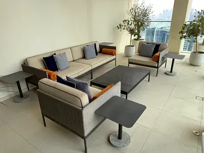 Stylish Outdoor Sofa with Cushions + 5 tables