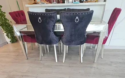 Elegant Dining Table Set with Plush Chairs