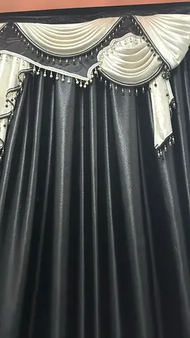 Elegant Black and White Curtains with Beaded Trim