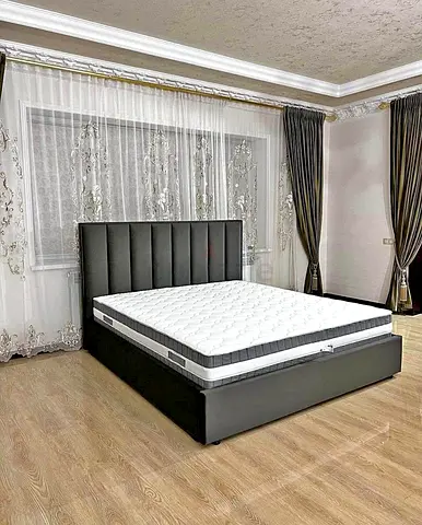 Modern Black Bed with Mattress