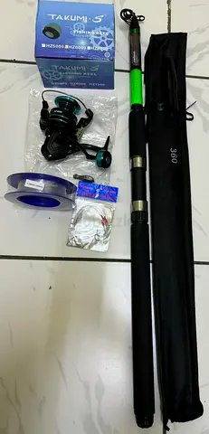 Fishing Sets telescopic Professional8 3.6 m xforce green rod,Takumi-S HZ6000 big reel with line