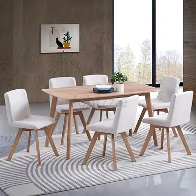 Modern Dining Set with Six Chairs