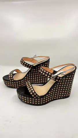Dior Tricolor Cannage Leather Wedge Heel Open Toe Sandals - Size 39