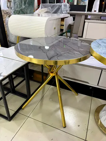 Elegant Round Coffee Table with Gold Finish
