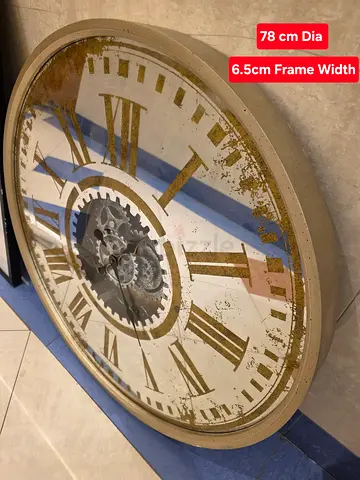 Vintage Geared Wall Clock with Roman Numerals. AED 330 Only! Free Delivery.