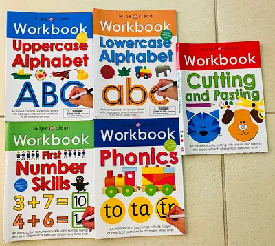 5 x Wipe Clean Activity Books with Pens BRAND NEW