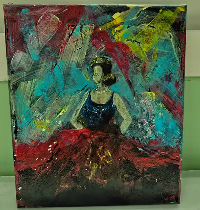 Abstract Lady in Red oil painting